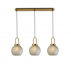 Snowdrop 3 Light Bar Pendant Brass Acid Glass-1