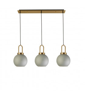 Snowdrop 3 Light Bar Pendant Brass Acid Glass-2