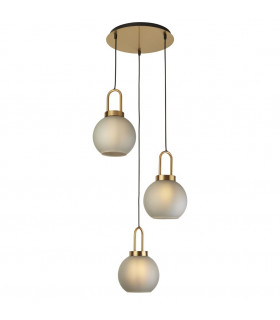 Snowdrop 3 Light Brass Acid Glass-1