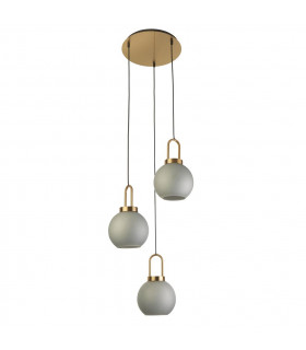 Snowdrop 3 Light Brass Acid Glass-2