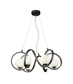Twister 6 Light Pendant Matt Black Matt Opal Glass-1