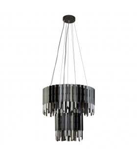 Rotunda 9 Light 2 Tier Pendant Black Smoke Crystal-2