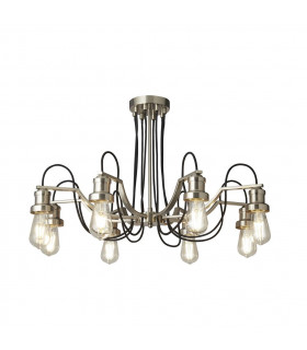 Olivia 8 Light Ceiling Black Braided Fabric Cable Satin Silver-1