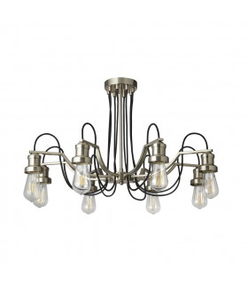 Olivia 8 Light Ceiling Black Braided Fabric Cable Satin Silver-2