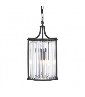 Victoria 2 Light Pendant Matt Black Crystal Glass-1