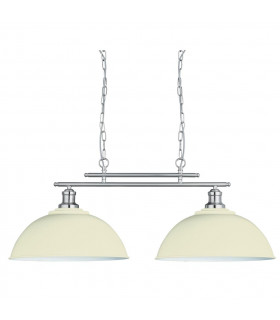 Fusion 2 Light Ceiling Bar Satin Silver Cream Shades