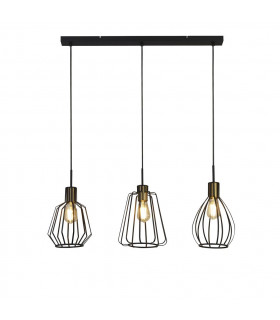 Melbourne 3 Light Cage Bar Pendant Black Antique Brass-1