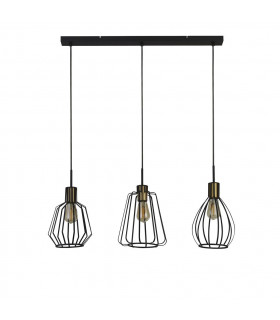 Melbourne 3 Light Cage Bar Pendant Black Antique Brass-2