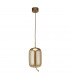 Lisbon 1 Light LED Pendant Satin Brass And Amber Glass 2700K-1