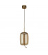 Lisbon 1 Light LED Pendant Satin Brass And Amber Glass 2700K-2