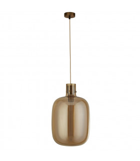 Barrel 1 Light Pendant Brass Amber Glass-2