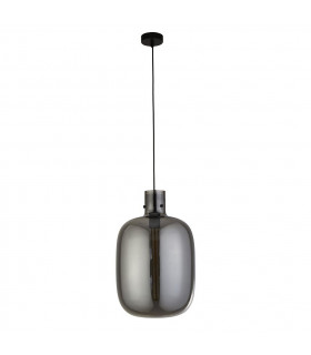 Barrel 1 Light Pendant Black Smoked Glass-2