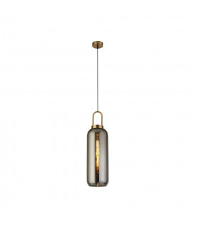 Pipette 1 Light Pendant Brass Smoked Glass-1