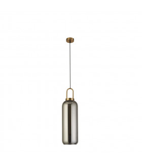 Pipette 1 Light Pendant Brass Smoked Glass-2