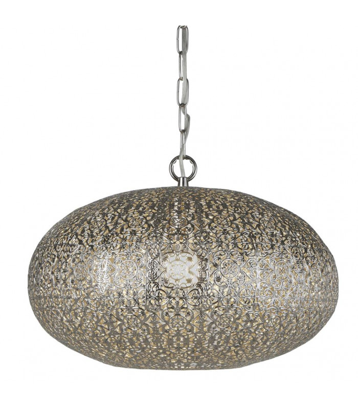 Fretwork 1 Light Pendant Shiny Nickel