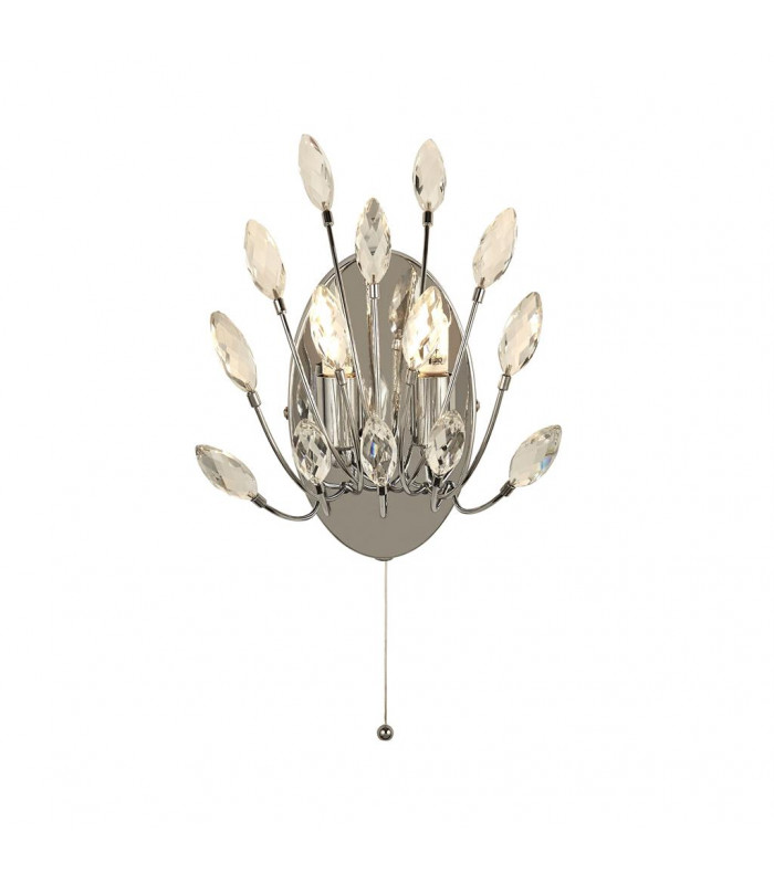 Peacock 2 Light Wall Light Crystal-1