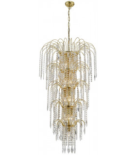 Waterfall 13 Light Gold 5 Tier Showerwith Xtal