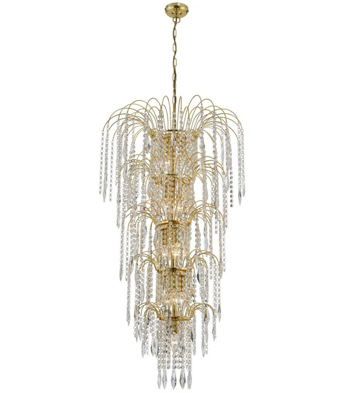 Waterfall 13 Light Gold 5 Tier Showerwith Xtal