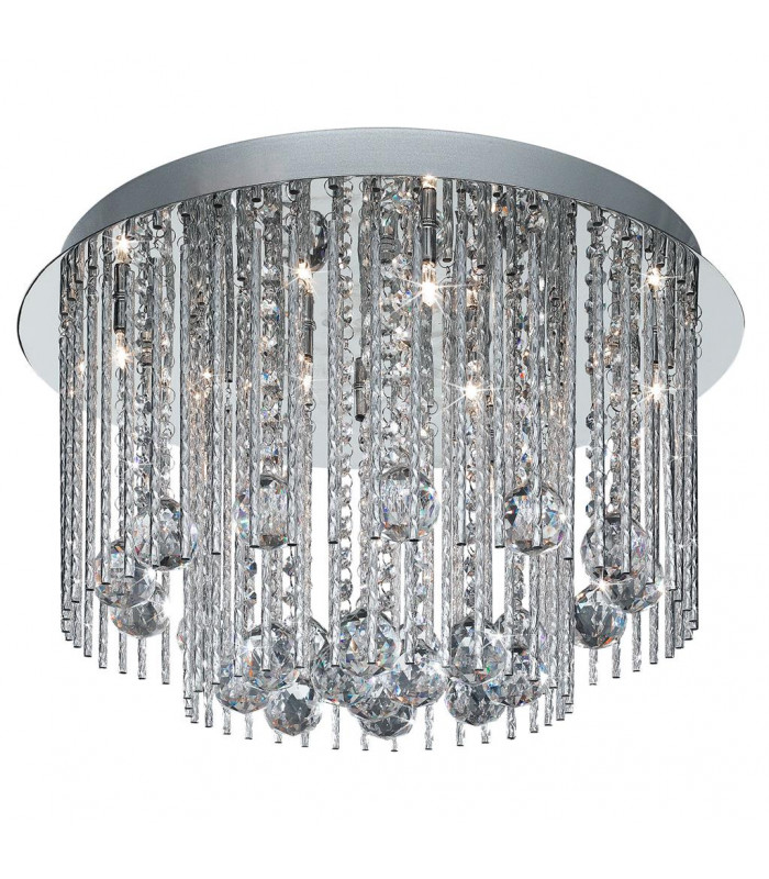 Beatrix 8 Light Ceiling Flush Chrome Twist Tubes And Clear Crystal Ball Drops