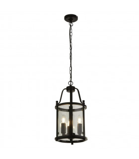 Bevelled Lanterns Lantern Grande 3 Light Black Clear Glass-1