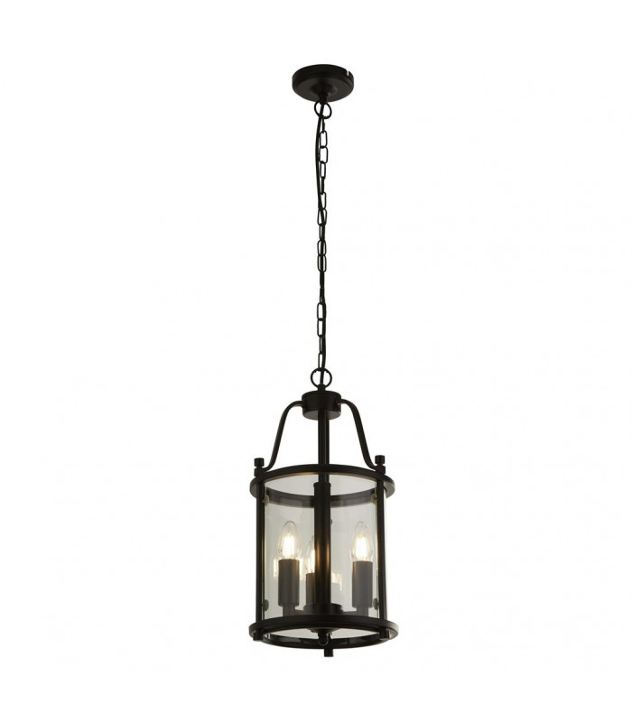 Bevelled Lanterns Lantern Grande 3 Light Black Clear Glass-1