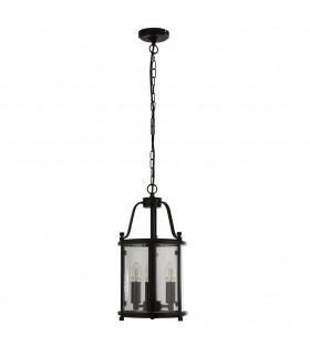 Bevelled Lanterns Lantern Grande 3 Light Black Clear Glass-2