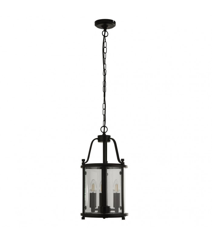 Bevelled Lanterns Lantern Grande 3 Light Black Clear Glass-2