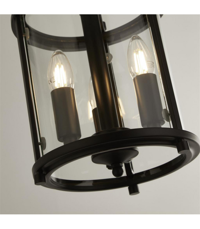 Bevelled Lanterns Lantern Grande 3 Light Black Clear Glass-3