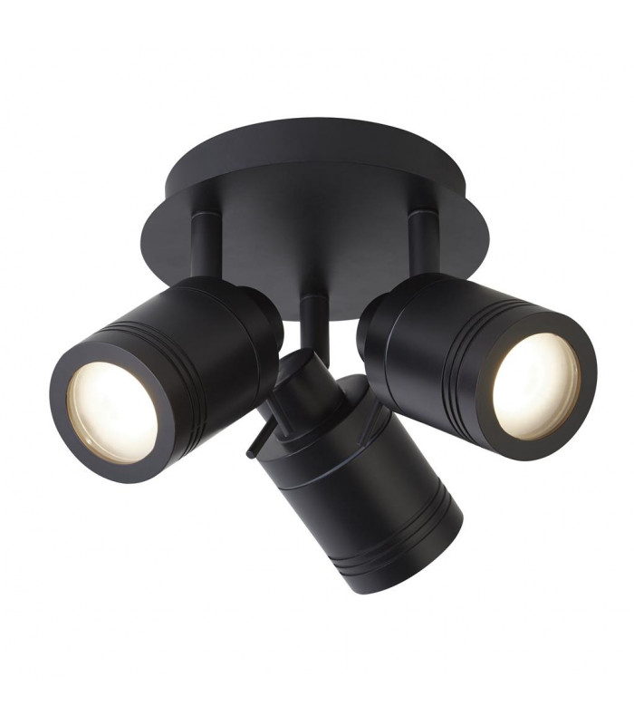 Samson 3 Light IP44 Bathroom Spot Plate Matt Black IP44-1