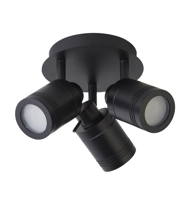 Samson 3 Light IP44 Bathroom Spot Plate Matt Black IP44-2