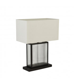 Clarendon 1 Light Table Lamp Tempered Glass Velvet Off White Shade Matt Black-2