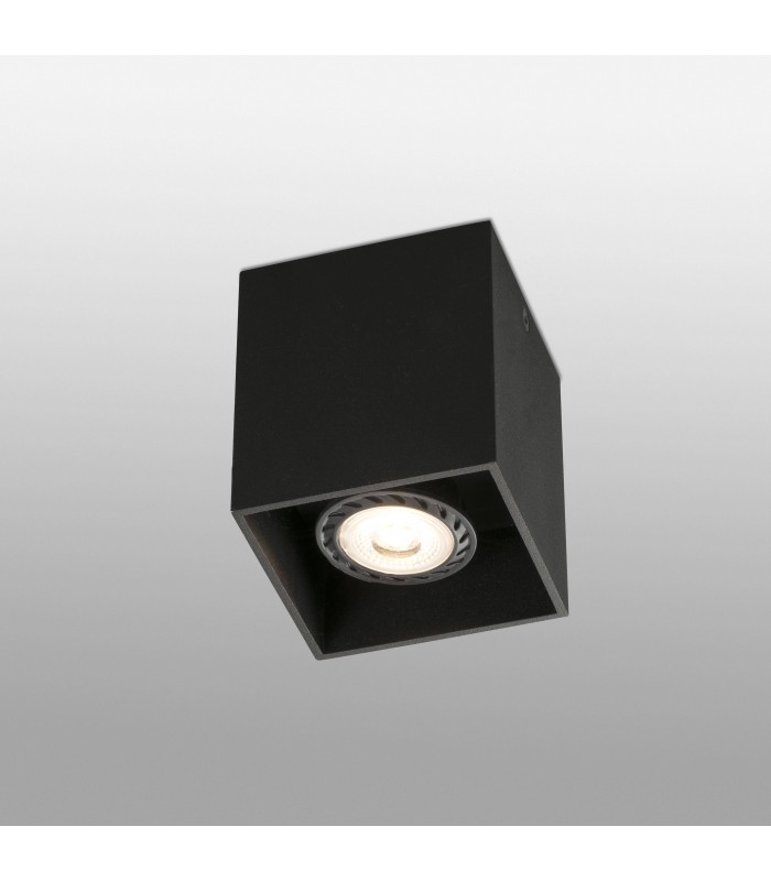 1 Light Square Surface Mounted Downlight Black, GU10 - 1
