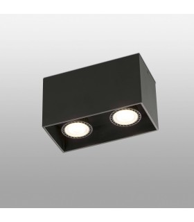 2 Light Square Surface Mounted Downlight Black, GU10 - 1