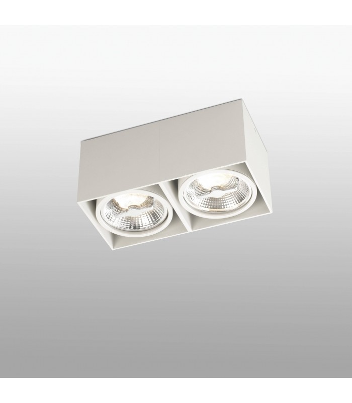 2 Light Square Surface Mounted Downlight White - 1