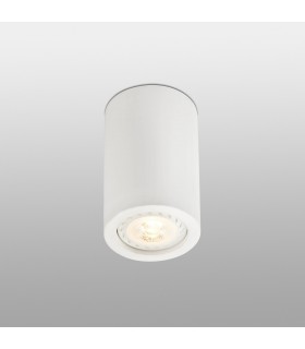 1 Light Round Surface Mounted Downlight Plaster, White, GU10 - 1