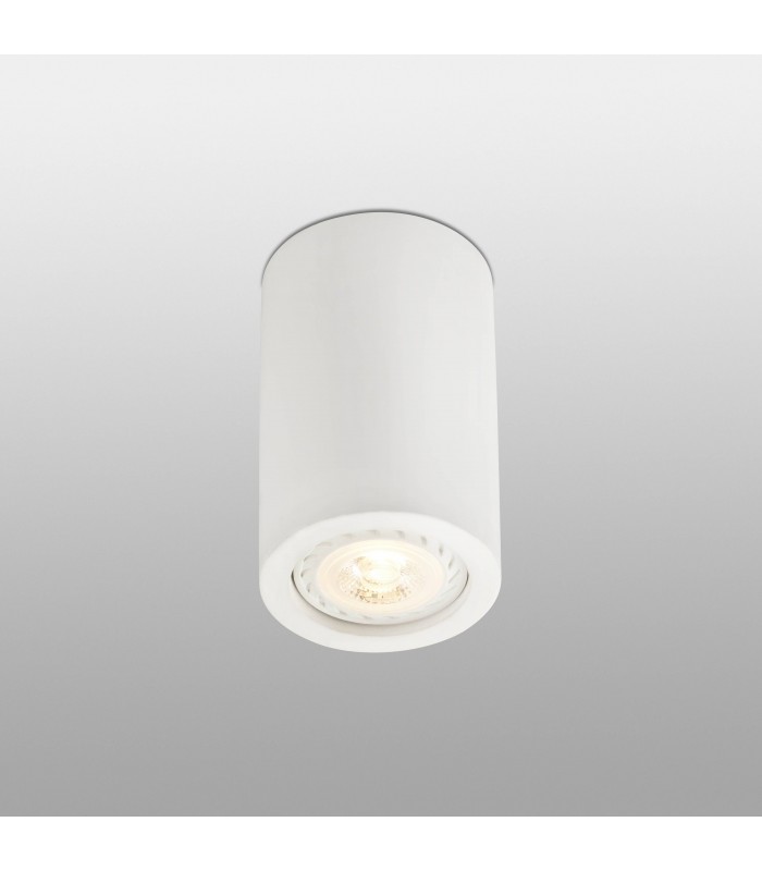 1 Light Round Surface Mounted Downlight Plaster, White, GU10 - 1