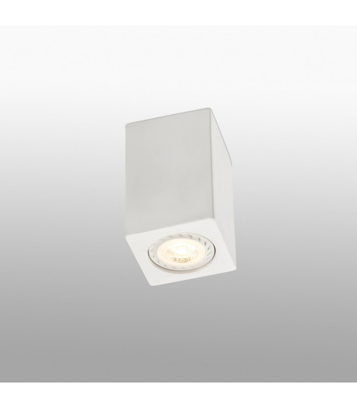 1 Light Square Surface Mounted Downlight Plaster, White, GU10 - 1