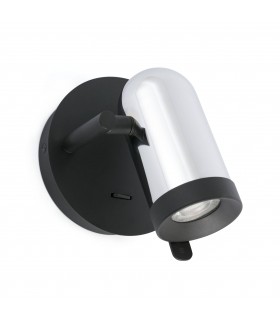 1 Light Indoor Adjustable Wall Spotlight Chrome, Black, GU10 - 1