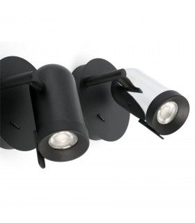 1 Light Indoor Adjustable Wall Spotlight Chrome, Black, GU10 - 2