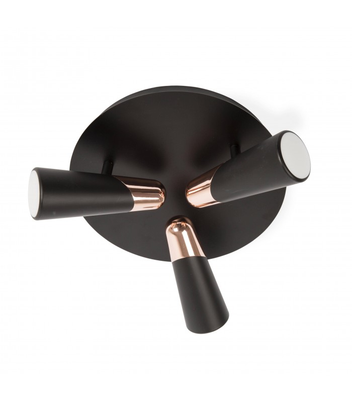 LED 3 Light Triple Adjustable Ceiling Spotlight Black, Copper - 1