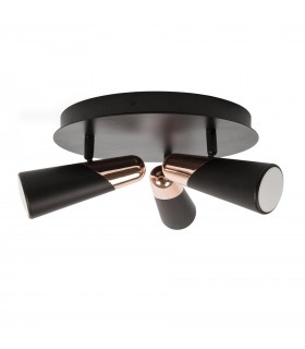 LED 3 Light Triple Adjustable Ceiling Spotlight Black, Copper - 2
