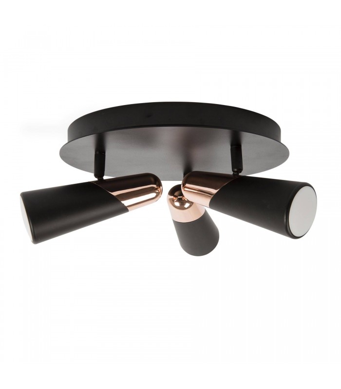 LED 3 Light Triple Adjustable Ceiling Spotlight Black, Copper - 2