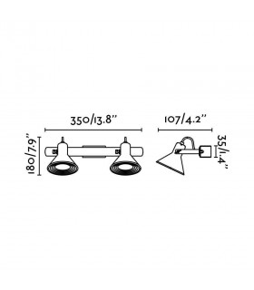 2 Light Indoor Adjustable Wall Spotlight White, Black, GU10 - 2