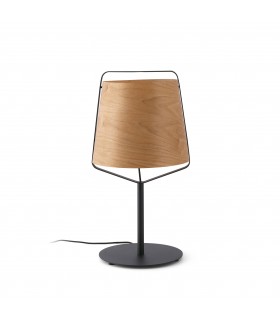 1 Light Table Lamp Black, Wood, E27 - 1