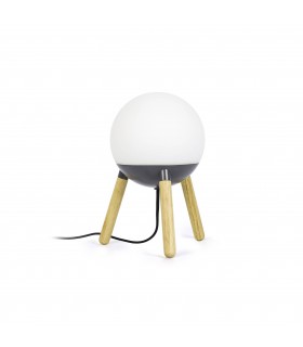 1 Light Table Globe Lamp Wood, Dark Grey, E27 - 1