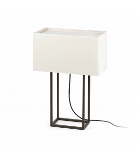2 Light Table Lamp Brown with Beige Shade, E27 - 1