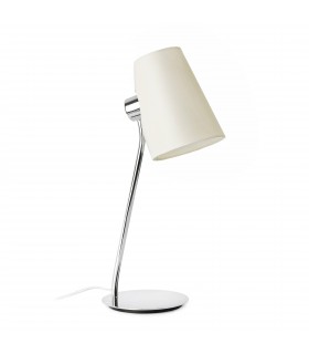 1 Light Table Lamp Chrome with White Shade, E27 - 1