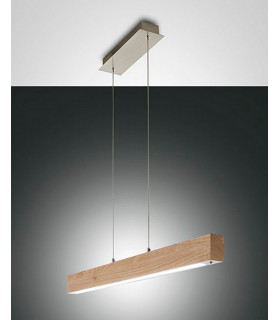 Badia LED Straight Bar Pendant Ceiling Light Oak Glass-1
