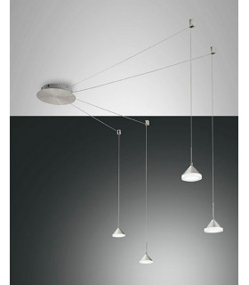 Isabella LED Cluster Pendant Ceiling Light Satin Aluminum Glass