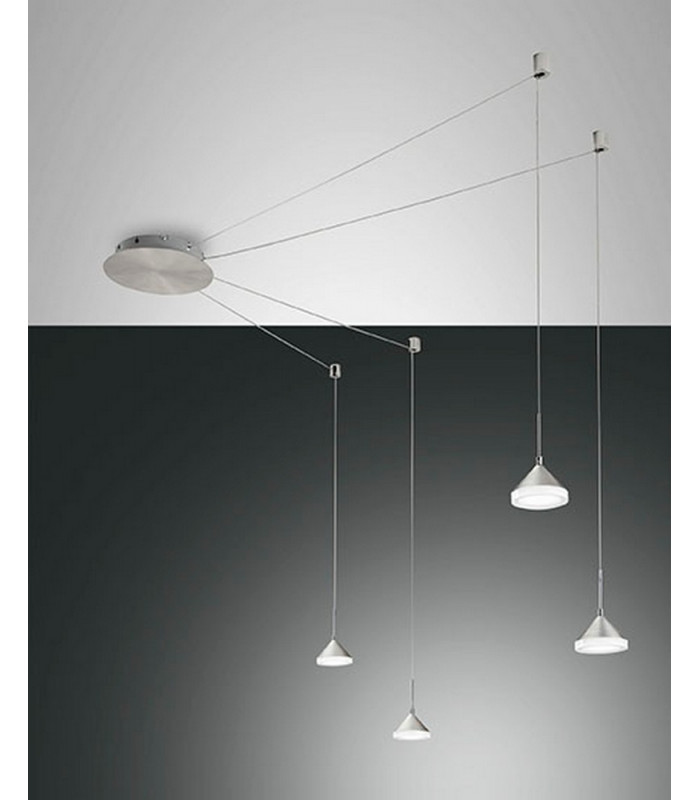 Isabella LED Cluster Pendant Ceiling Light Satin Aluminum Glass